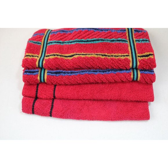 4 St Marys Washcloths Red Vintage Stripe 93374 Wash Clothes - Picture 3 of 8